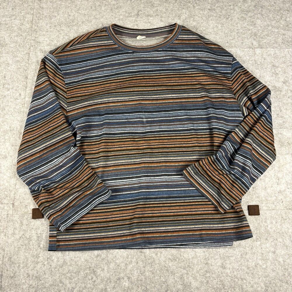 Octopusme Octopus Me Long Sleeve Top Sweater Shirt Striped Blue Brown Womens M
